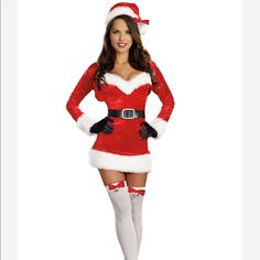 a woman dressed as santa clause posing for the camera with her hands on her hips