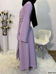 Katykey - Stylish Layered Loose Abayas - Sophisticated Long Sleeve Maxi Dress for Women Elegant Long Sleeve Solid Color Kaftan, Elegant Long Purple Abaya, Elegant Purple Maxi-length Abaya, Elegant Long Purple Kimono, Elegant Purple Long Sleeve Kaftan, Maxi Dress For Women, Elegant Fabric, Sleeve Maxi Dress, Long Sleeve Maxi