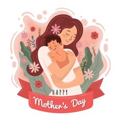 a woman holding a baby in her arms with the words happy mother's day