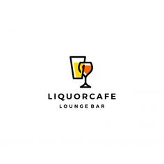 the logo for liquor cafe lounge bar, which has two glasses of wine on it