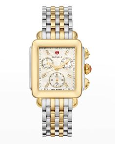 Fendi Watch, Mw Logo, Gold Diamond Watches, Michele Watches, Gold Plated Watch, 18k Gold Bracelet, Jared The Galleria Of Jewelry, Diamond Quartz, Two Tone Watch