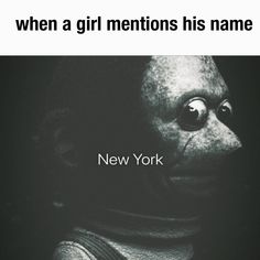 a black and white photo with the words new york written in front of an image of a man's face