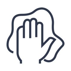 a hand with a rag on it is shown in the middle of a white background