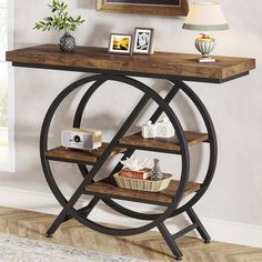 4-Tier Console Table, 39.4 Entryway Table with Geometric Metal Frame Tribesigns Staggered Shelves, Twin Bed Frame Wood, Wooden Wine Bottle Holder, Sofa Table With Drawers, Console Table Entryway, Narrow Table, Metal Console Table, Natural Living Room, Wood Bedroom Furniture