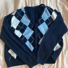 Selling Brandy Melville Blue And White Button Up Cardigan Never Worn Button Up Sweater, Button Up Cardigan, White Button Up, Brandy Melville, Blur, Brandy, Fashion Inspo Outfits, Sweaters & Cardigans, Cool Outfits