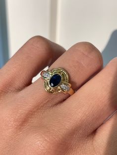 Vintage Oval Sapphire Ring, 0.6CT  Natural Sapphire Ring, 18k Yellow Gold, Estate Jewelry, Secondhand jewelry, unique estate ring, gold ring Jewelry Material: Yellow Gold 18k (the gold has been tested by a professional) Total Carat Weight: 0.63ct (Approx.) Total Metal Weight: 2.80g Size: 6.5 us \ EU 53 \ Diameter 16.90mm (inner diameter) Grading Results: Stone Type: Sapphire Shape: Oval Carat: 0.60ct (Approx.), Stones quantity:1 Color: BLUE  Grading Results: Stone Type: Diamonds Shape: Round Car Formal 14k Gold Sapphire Ring With Oval Cabochon, Luxury 14k Gold Oval Sapphire Ring, Luxury Oval Sapphire Ring Stamped 14k, Yellow Gold Sapphire Ring With Diamond Oval Cabochon, Yellow Gold Sapphire Diamond Ring With Oval Cabochon, Oval Cabochon Sapphire Ring In Yellow Gold With Diamond, Formal Yellow Gold Oval Cabochon Diamond Ring, Gold Emerald Ring With Diamond And Oval Cabochon, Oval Sapphire Signet Ring Hallmarked