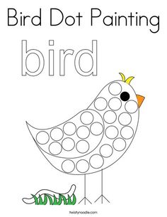 a bird dot painting worksheet with the word bird on it's side