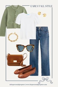 Beginning Fall Outfits, Chic Fall Aesthetic, J Crew Inspired Outfits, Early Fall Transition Outfits, Beverly Hills Style Outfits, Fall Outfit Ideas Jeans, Sandwich Rule Outfit Ideas, Classic Simple Outfits, Classic Ingenue Style Outfit