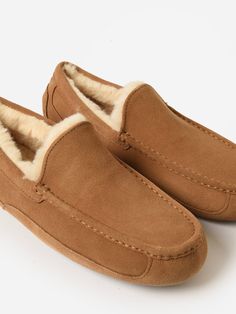 DESCRIPTION:Loafer-style slippers with a warm wool-blend lining.FEATURES:Round ToeSuede UpperFoam Footbed17mm UGGplush™ 80% Upcycled Wool, 20% Lyocell InsoleMolded Rubber Outsole Winter Suede Moccasins With Rubber Sole, Classic Winter Slippers With Suede Lining, Winter Leather Slippers With Textured Sole, Classic Winter Slip-on Loafers, Classic Round Toe Slippers For Fall, Winter Slip-on Loafers With Leather Sole, Casual Winter Slippers With Leather Sole, Classic Winter Slippers With Rubber Sole, Classic Suede Winter Slippers