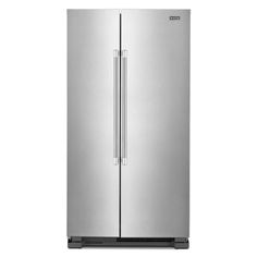 a stainless steel refrigerator freezer on a white background