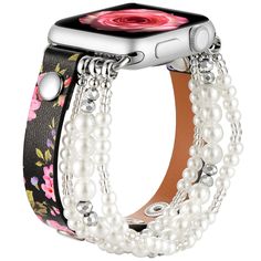 PRICES MAY VARY. 🎄【For All Apple Watch Series】🎄:This Black&Pink Floral/Flower dressy leather Wrap Apple Watch/Iwatch Charms Bands/bracelets/bangles with nice pearls bead are for Apple Watch 38mm 40mm 41mm and for Iwatch Series SE and Series 9 Ultra 8 7 6 5 4 3 2 1, for Apple watch sport and apple watch Special Edition, for all Apple Watch Series. 🎄【Super Comfortable】🎄:100% Genuine top Black and Pink flower/floral Leather calf with white/pearls and Silver Stud embellished+ Natural Crystal bea Adjustable Leather Apple Watch Band, Apple Watch Nike, Watch Band Bracelet, Apple Watch Sport, Unique Bands, Apple Watch Bands Leather, Band Bracelet, Bead Leather, Leather Wrap Bracelet