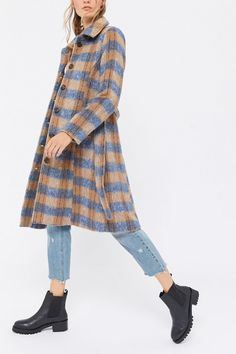 Rita Brushed Wool Coat | Nuuly Longline Denim Jacket, Coat Guide, Plaid Wool Coat, Quilted Parka, Faux Shearling Jacket, Asymmetric Jacket, Cocoon Coat, Perfect Coat, Wool Trench Coat