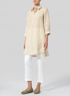 Linen Classic Shirt Tunic Elegant Linen Blouse For Daywear, Elegant Beige Linen Top, Elegant Linen Spring Blouse, Elegant Linen Blouse For Work, Classic Spring Blouse For Casual Gatherings, Spring Tunic For Workwear, Classic Blouse For Spring Casual Gatherings, Chic Linen Tops For Formal Occasions, Classic Blouse For Casual Spring Gatherings