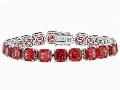 60.78ctw Rectangular Octagonal Asscher Cut Lab Created Padparadscha Sapphire Rhodium Over Sterling Silver Bracelet. Measures Approximately 0.35"W. Box clasp closures. Formal Octagon Bracelet In Fine Jewelry Style, Formal Octagon Shaped Fine Jewelry Bracelets, Formal Octagon-shaped Fine Jewelry Bracelets, Formal Octagon-shaped Fine Jewelry Bracelet, Red Luxury Tennis Bracelet For Formal Occasions, Luxury Gemstone Accented Bracelets For Formal Occasions, Luxury Bracelets With Gemstone Accents For Formal Events, Luxury Bracelets With Gemstone Accents For Formal Occasions, Formal Gemstone Bracelet With Baguette Cut