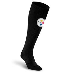 "Here We Go, Steelers, Here We Go!" Show your Pittsburgh Steelers pride in your favorite pair of all black compression socks sporting the official team logo. Officially licensed NFL Compression Socks are now available from PRO Compression. Show your support for your favorite football team all season long with our knee-high, graduated compression socks featuring official NFL team logos and colors. Black Compression Socks, Best Compression Socks, Nfl Team Logos, Here We Go Steelers, Go Steelers, Nfl Teams Logos, Calf Sleeve, Fuzzy Socks, Compression Socks