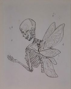 a drawing of a skeleton sitting on the ground