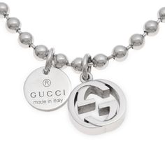 Gucci Interlocking G Ball Chain Necklace Silver Charm (Large): Approx. 1.3cm Wide X 1.3cm Long, Charm (Small): Approx. 1.1cm Wide X 1.1cm Long / Chain Length: Approx. 52cm / Weight: Approx. 30.4g Classic Gucci Jewelry With Silver-tone Logo Plaque, Elegant Gucci Jewelry With Silver-tone Logo Plaque, Elegant Gucci Jewelry With Silver-tone Logo, Gucci Silver Jewelry With Silver-tone Logo Plaque, Gucci Silver Jewelry With Silver-tone Logo, Gucci Silver Jewelry With Logo Plaque, Luxury Chain Link Necklaces With Logo Charm, Gucci Silver Jewelry With Logo Charm, Gucci White Gold Chain Jewelry