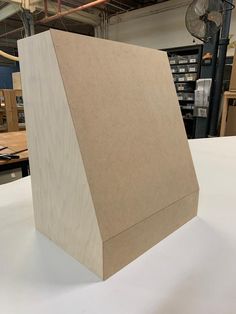 a cardboard box sitting on top of a table