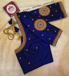 Blue Saree Aari Work Blouse, Arri Work Blouse Designs New, Blue Aari Blouse Designs, 1500 Aari Work Blouse, Blue Blouse Designs Simple, Maggam Work On Blue Blouse, Dark Blue Aari Work Blouse, Arri Blouse Designs Latest