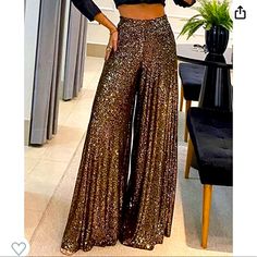 Womens High-Waisted Sequin Glitter Flare Casual Wide Leg Pants,Sequined Wide-Leg Pants Sequin Flare Pants, High Waisted Flare Pants, High Waist Wide Leg Pants, Party Pants, Casual Night Out, Estilo Chic, High Waisted Flares, Pantalon Large, Flare Pants