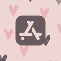 a pink and gray background with hearts in the shape of heart shapes, including an arrow