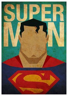 the superman movie poster is shown in green and blue colors, with an image of man's face