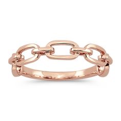 Show-off your unique style with this lovely link ring. Our 14-karat rose gold has added alloys that make a bright and never-fading shade. 14k Rose Gold Stackable Rings Fine Jewelry, 14k Rose Gold Stackable Rings, 14k Rose Gold Rings Fine Jewelry, 14k Rose Gold Polished Rings, Fine Jewelry Rose Gold Ring With Polished Finish, Elegant Rose Gold Stackable Rings With Open Band, Fine Jewelry Open Band Rings In Rose Gold, Rose Gold Polished Stackable Rings Fine Jewelry, Timeless Rose Gold Jewelry With Solid Link Construction