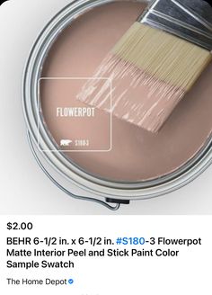 a paint can with a brush in it and the words behr 6 - 1 / 2 x 16in $ 1300 - flowerpot matte