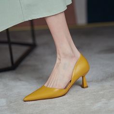 Chiko Sharan Pointed Toe Stiletto Pumps feature pointed toe, approx. 6 cm stiletto heels, rubber sole. Pointed High Heels, Yellow Pumps, Summer High Heels, Office Shoes Women, Female Shoes, Basic Heels, Yellow Heels, Outer Women, Casual Flat Shoes