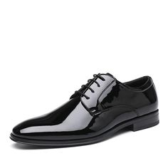 PRICES MAY VARY. Enhances Quality: Made with high-quality patent leather materials that ensure durability and long-lasting wear. Classic Design: Timeless and versatile, these dress shoes are perfect for any formal occasion. Comfortable Fit: The shoes are designed to fit snugly and provide all-day comfort. Versatile Color: The black color matches any outfit and brings sophistication to your look. Suitable for Business: The shoes are appropriate for businessmen who need comfortable, durable, and c Patent Leather Dress Shoes With Round Toe For Wedding, Sleek Fitted Patent Leather Dress Shoes, Sleek Patent Leather Dress Shoes, Black Shoes Outfit, Men Wedding Suit, Black Wedding Shoes, Dress Up Shoes, Mens Black Dress Shoes, Tuxedo Shoes