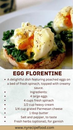 an egg florentie is on top of bread