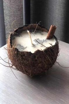 a coconut that is sitting on a table