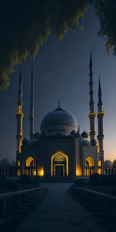 an image of a building that is lit up at night