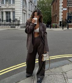 𝐬𝐡𝐨𝐩 𝐭𝐡𝐞 𝐥𝐨𝐨𝐤 𝐛𝐞𝐥𝐨𝐰 <𝟑 effortless sophistication! elevate your style with a brown blazer and dress pants paired elegantly with a white bralette top. complete the ensemble with a chic white purse and iconic chanel shoes for a look that exudes timeless grace. find these stylish pieces linked below! #sophisticatedstyle #chicfashion #timelesselegance Hairdresser Style Outfits, Venus In Aquarius Style Outfits, Aquarius Venus Style Outfits, Venus In Aquarius Style, Hairdresser Outfit, Oversized Outfits, Paris Outfits, Fall Inspo, Winter Fits