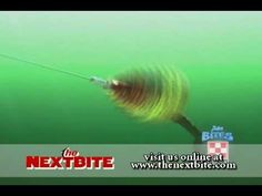 a large fish is hooked up to a fishing rod in the water with words underneath it