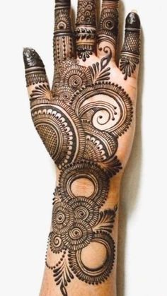 a hand with henna tattoos on it