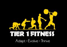 the logo for tier 1 fitness, which features silhouettes of men and women playing basketball