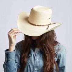 Women's Roper Natural Palm Straw Hat by American Hat Makers Womens Straw Cowboy Hat, Straw Cowgirl Hat, Brown Cowboy Hat, Hats For Big Heads, American Hat Makers, Leather Cowboy Hats, Black Cowboy Hat, Black Cowgirl, Felt Cowboy Hats