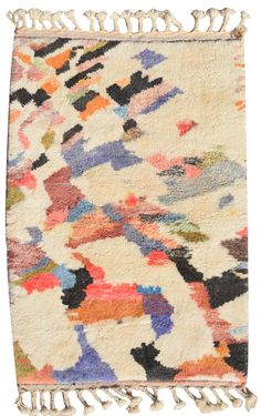 This little rug is packed with color and personality. With the perfect amount of life popping out of the rich natural wool color, this piece would fit perfectly in almost any space. Colorful Moroccan Rugs, Beni Rugs, Cheap Rugs, Moroccan Design, Modern Area Rug, Vintage Moroccan Rugs, Moroccan Rugs, Modern Area Rugs, Vintage Moroccan