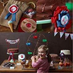 a collage of photos with cakes, candies and other things to make it look like someones birthday