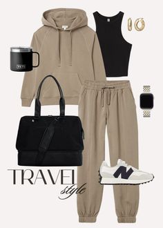 Mode Ab 50, Comfortable Travel Outfit, Airport Travel Outfits, Comfy Travel Outfit, Airplane Outfits, Trip Outfits, Weekly Outfits, Mode Casual, Athleisure Outfits