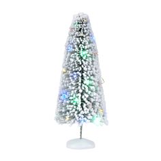 a white christmas tree with lights on it