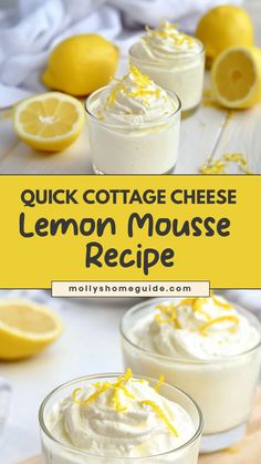 lemon mousse recipe in small glass bowls