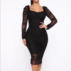 Black Sexy Midi Dress. Spandex/Polyester Navy Blue Bodycon Dress Classy, Date Night Anniversary Outfit, Formal Gala Outfits For Women, Midi Dress Long Sleeve, Birthday Plans, Black Ruched Dress, Outfit Classy, Midi Dress Plus Size, Dresses Fashion Nova