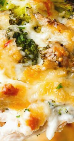 broccoli and cheese casserole being held up