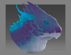 the head of a blue and white dragon