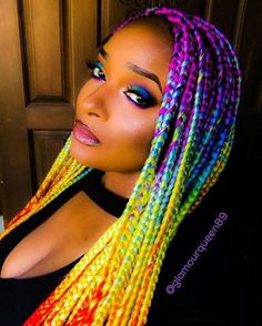 Colored Extensions, Color Braids, Braids Color, Trendy We Fryzurach, Rainbow Braids, Beads Hair, Colored Braids