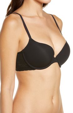 Bid adieu to everything you've always hated about bras in this lifting underwire style with push-up foam cups and a no-dig smoothing back. Style Name:Natori Sheer Glamour Push-Up Underwire Bra. Style Number: 6197434. Foam Cups, T Shirt Bra, Underwire Bra, Push Up Bra, Push Up, Nordstrom, Bra, Clothes For Women, Black