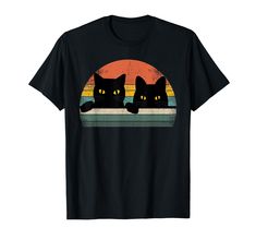 PRICES MAY VARY. Funny Cat Graphic tee for women and men, features funny two cat faces, a cool retro cat 60s, 70s, 80s fashion style design, makes a best cat dad ever gift tee for daddy or mom and any cat loves on Christmas, birthday, Halloween, father's day. This Vintage Black Cat design tee makes a fun to wear for Kitten and cat owners, cat mom, cat dad. Lightweight, Classic fit, Double-needle sleeve and bottom hem Black Cat Lover, Rockabilly Style, Cat Lover Shirt, Retro Cats, Retro Mode, Mens Long Sleeve Tee, Vintage Lover, Vintage Cat, Cat Shirts