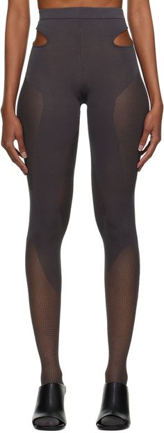 Knit viscose-blend leggings. Intarsia mesh panels throughout. · High-rise · Cut out at sides Supplier color: Pewter Bandage Leggings, Carbon 38 Leggings, Aesthetic Clinic, Dion Lee, Pink Sports, Knit Leggings, Stretch Leggings, Compression Leggings, Leggings Design